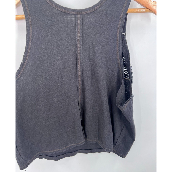 Free People We The Free Window Crochet Star Crop Tank Top Black Size Medium - Picture 6 of 9